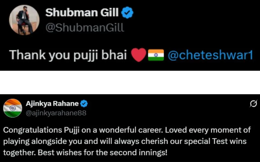 Tweets By Indian Cricketers (Source: @ShubmanGill, @ajinkyarahane88/X.com)