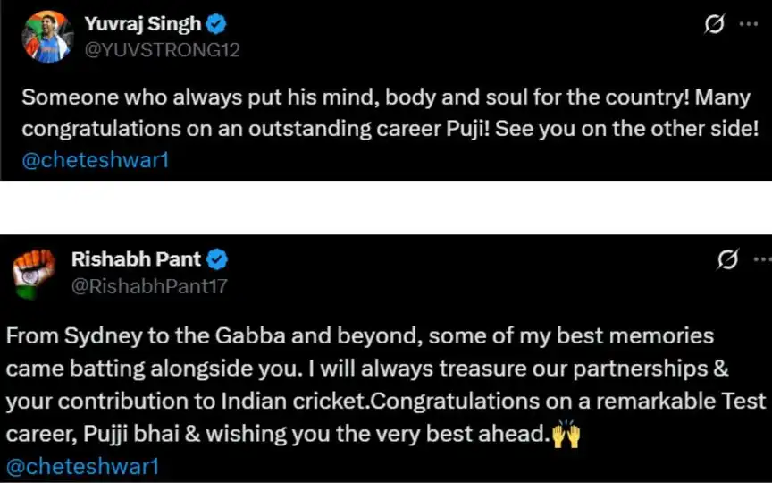 Tweets By Indian Cricketers (Source: @YUVSTRONG12, @RishabhPant17/X.com)