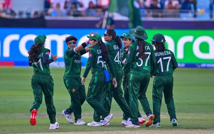 Pakistan Women's cricket team with Fatima Sana leading [Source: AFP Photos]