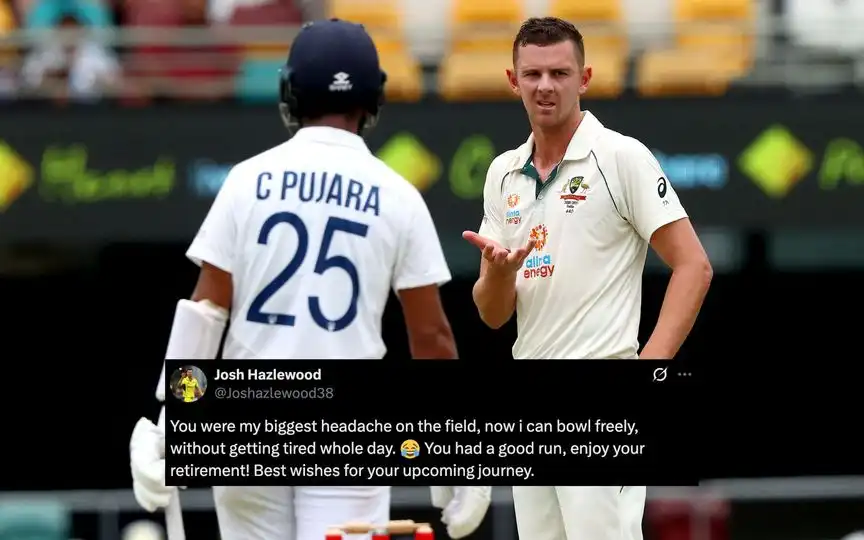 Josh Hazlewood and Cheteshwar Pujara (Source: AFP Photos)
