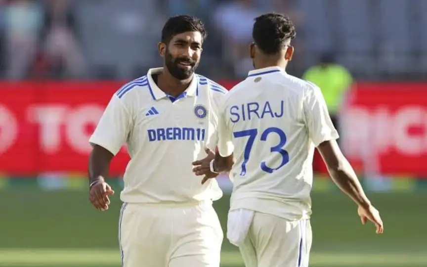 Mohammed Siraj and Jasprit Bumrah [Source: @mufaddal_vohra/X.com]