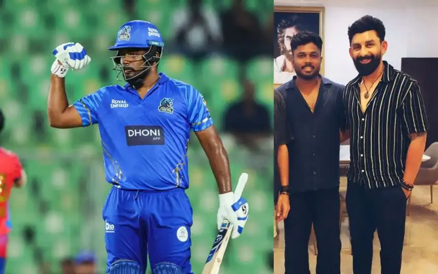 Sanju Samson with Coach Raiphi Gomez (Source: @arjaksaini7/X.com)