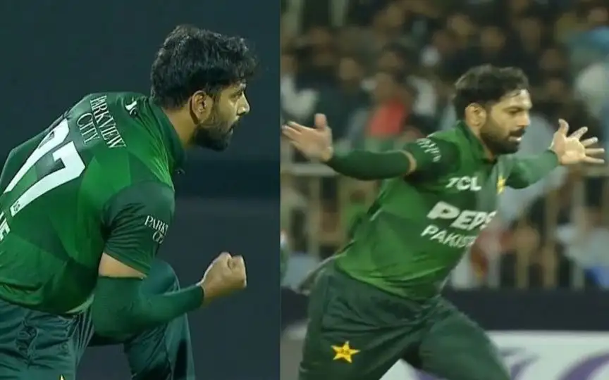 Haris Rauf after picking wickets vs AFG (Source:@ShakeelktkKhan/X.com)