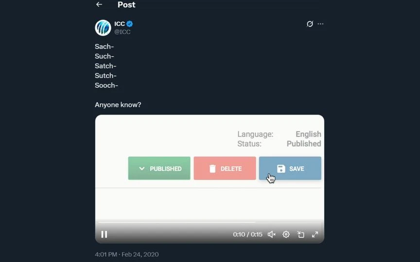 ICC's Tweet [Source: Screengrab]