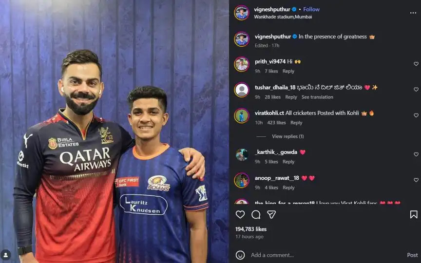 Vignesh Puthur with Virat Kohli [Source: @vigneshputhur/Instagram.com]