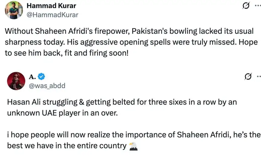 Fan tweets [Source: @HammadKurar, @was_abdd/X.com]
