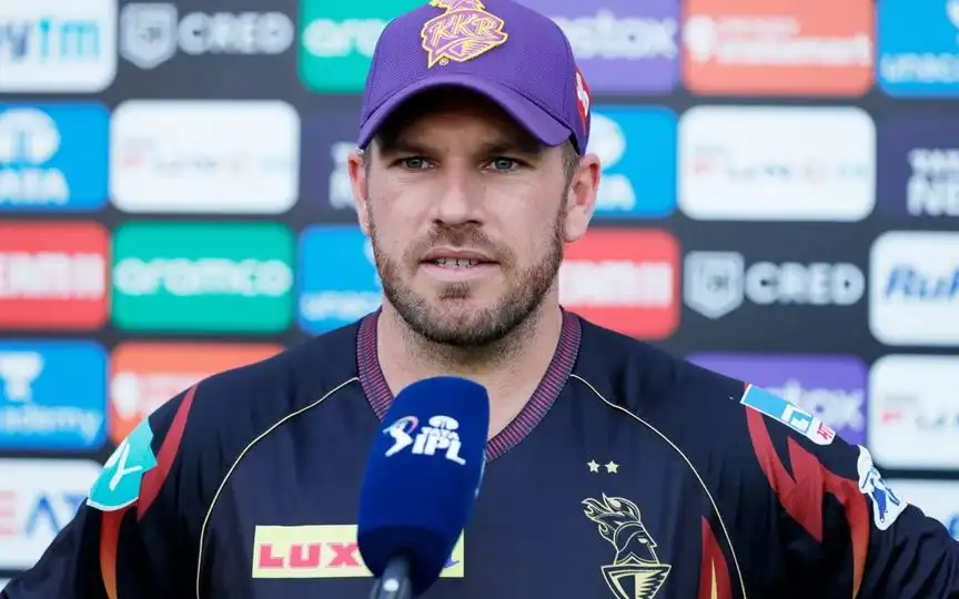 Aaron Finch On KKR Jersey (Source: @MishiAmit/x.com)