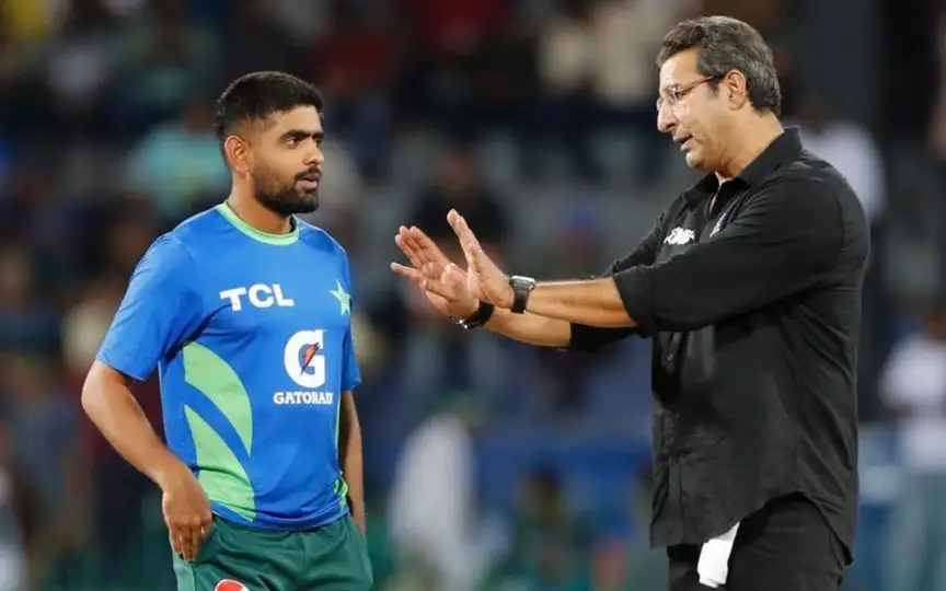 Babar Azam with Wasim Akram (Source:@GOATBA56_Army/X.com)