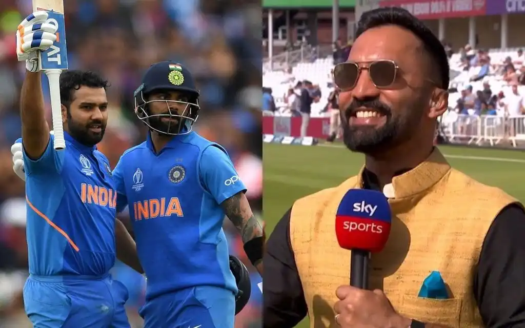 Rohit Sharma with Virat Kohli, Dinesh Karthik [Source: @Jyran45, @CricCrazyJohns/x]
