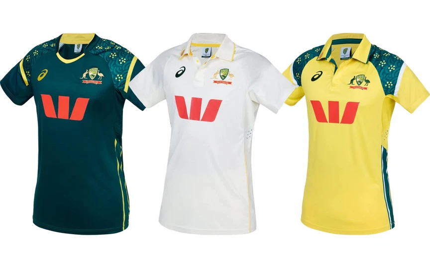 The three-format jerseys for Australia [Source: cricket.com.au/Website]