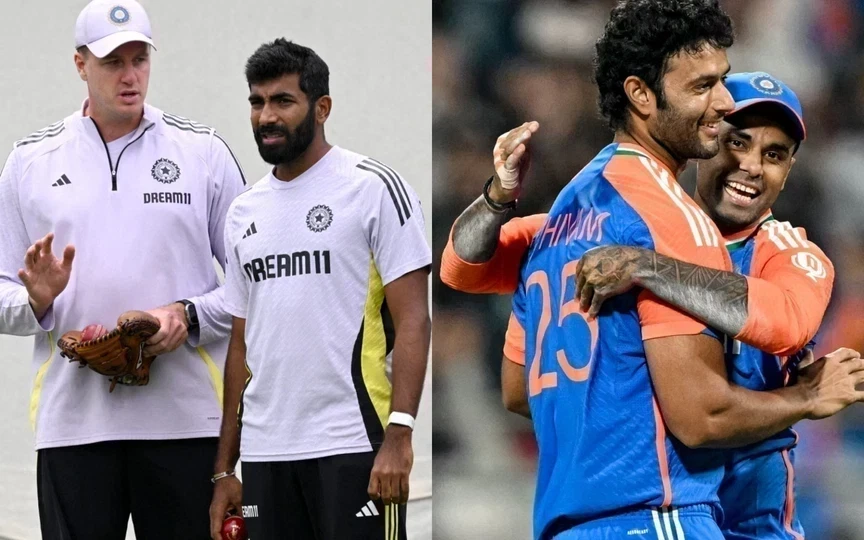 Morne Morkel with Jasprit Bumrah and Shivam Dube with Suryakumar Yadav [Source: AFP Media]