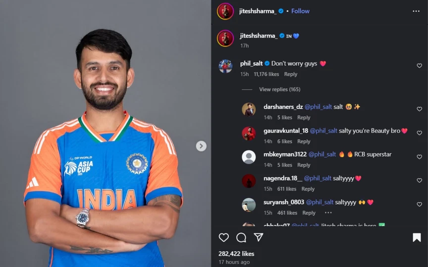 Phil Salt comments on Jitesh Sharma's post [Source: Screengrab]