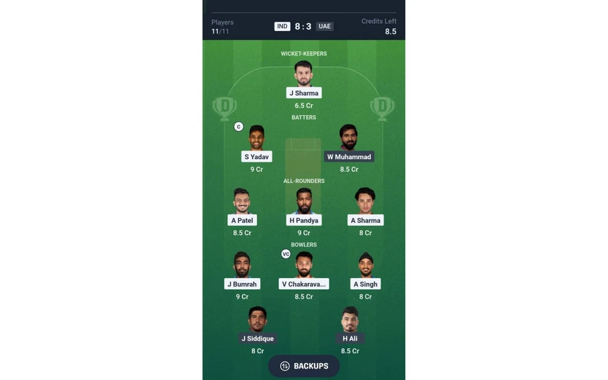 IND vs UAE, Asia Cup 2025: Dream11 Team 1 [Source: @Dream11 App]