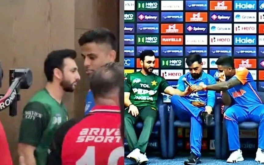 Salman Ali Agha and Suryakumar Yadav in the press conference [Source: @PTI_News/x.com]