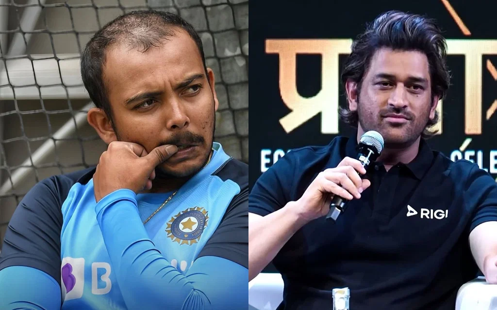 Prithvi Shaw and MS Dhoni (Source: @Surrbhi/.com)