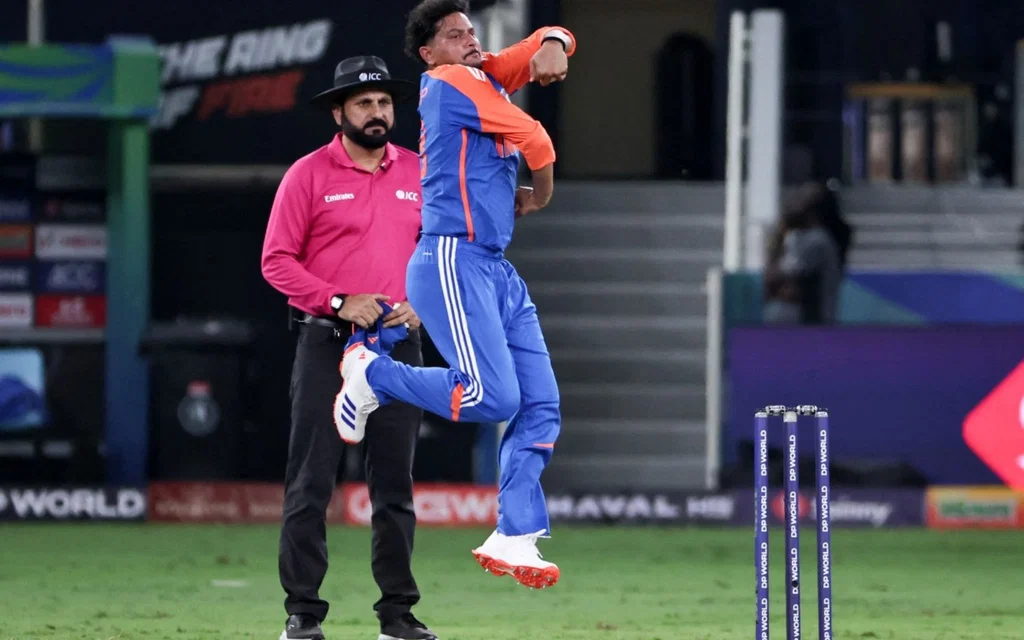 Kuldeep Yadav in action vs UAE - (Source : AFP)