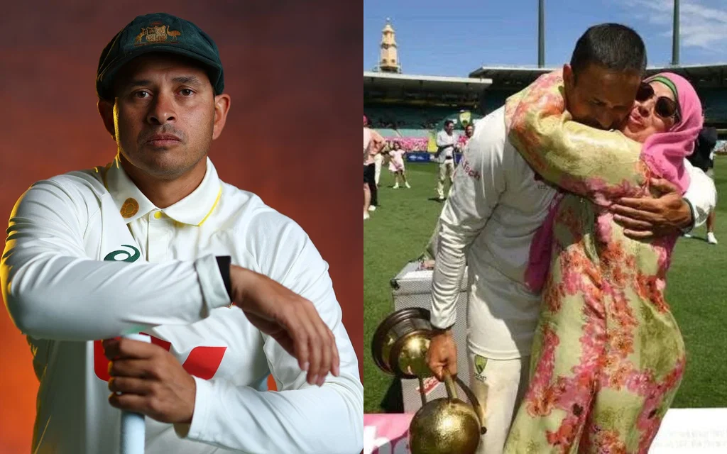 Usman Khawaja with Mother (Source: @codesportsau/X.com)