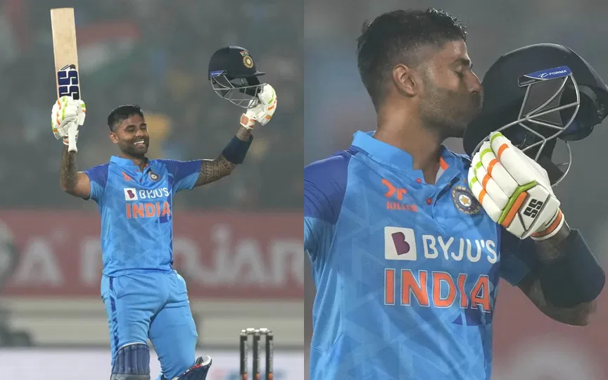 Suryakumar Yadav celebrates after his ton [Source: @khetra_nagpal/X.com]