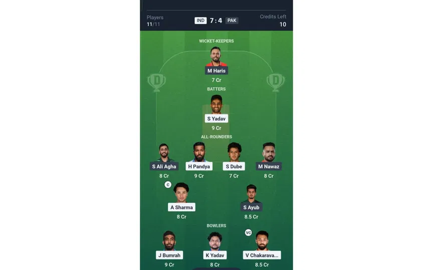 IND vs PAK, Asia Cup 2025: Dream11 Team 1 [Source: @Dream11 App]
