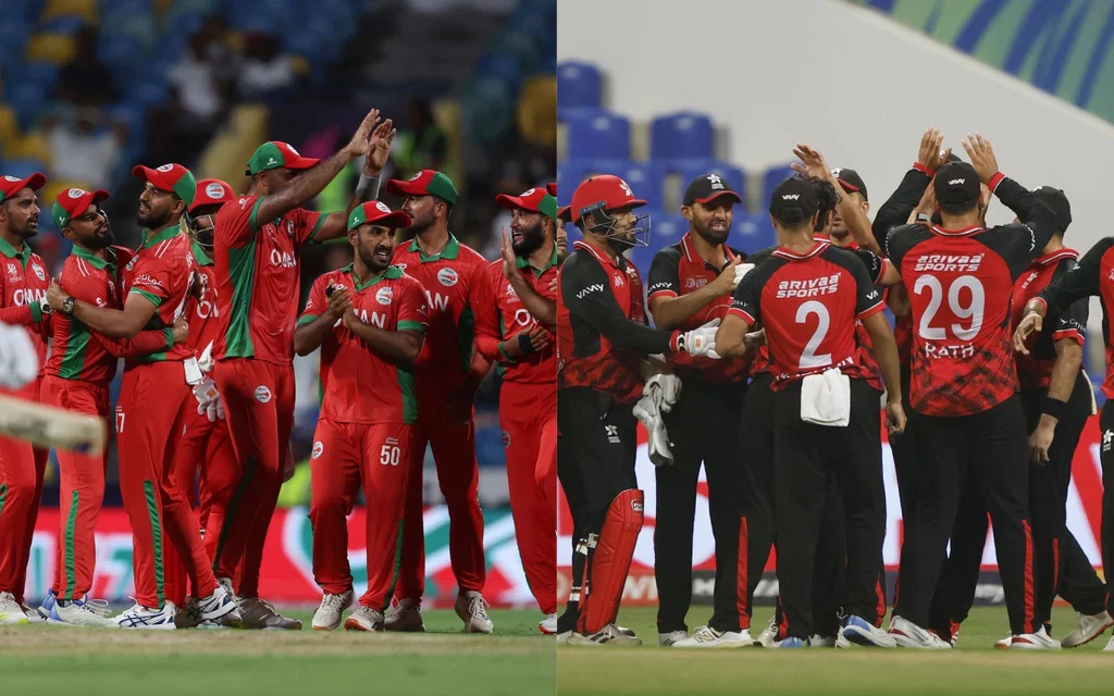 Oman and Hong Kong teams [Source: @TheOmanCricket, CricketHK/x.com]