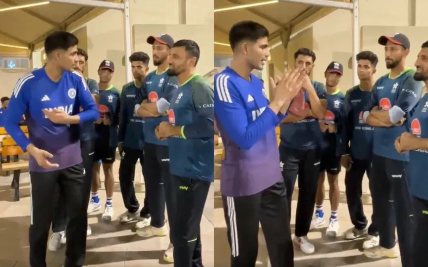 Shubman Gill in a heartwarming conversation with Hong Kong players [Source: @CricketHK/X.com]