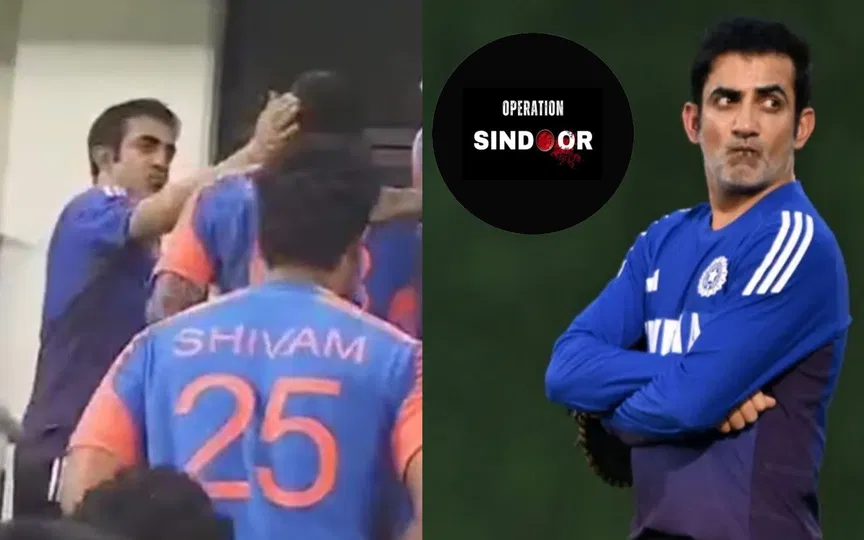 Gautam Gambhir stands with SKY's gesture [Source: @crazy_haris/X.com]
