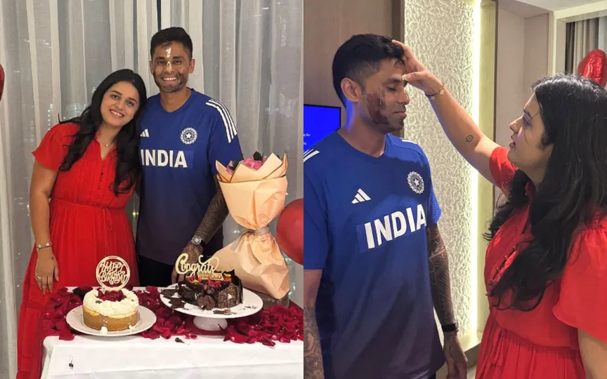 Suryakumar Yadav gets sweet birthday surprise from wife Devisha [Source: @devishashetty_/Instagram]