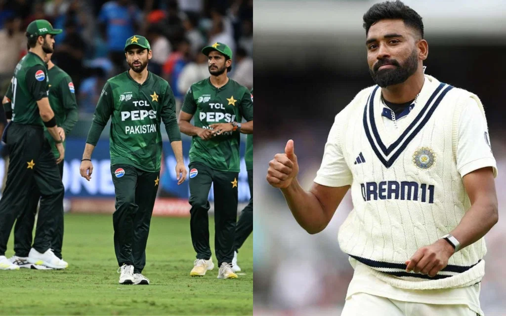 Pakistan team and Mohammed Siraj [Source: AFP, @CricCrazyJohns/x]
