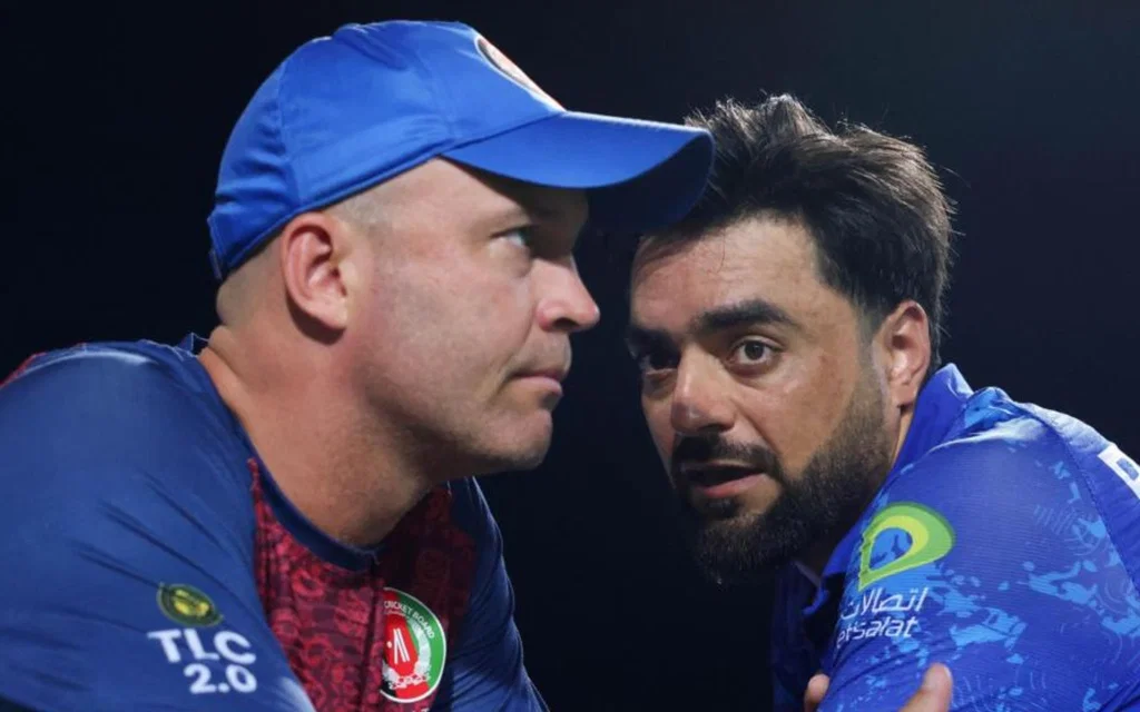 Jonathan Trott with Rashid Khan [Source: @acb_190/X.com]