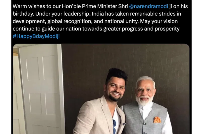 Suresh Raina warm wishes for PM Modi (Source:@ImRaina,x.com)