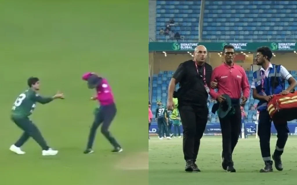 Umpire walks off the field - (Source : @ScreenGrab/X.com)