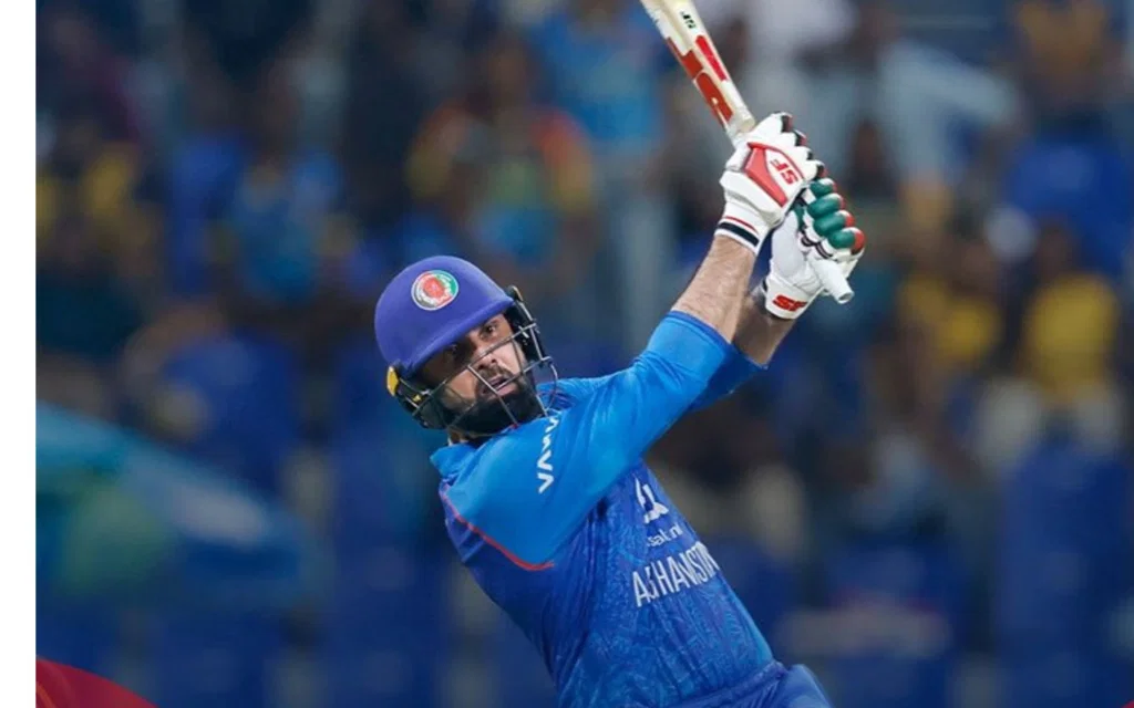 Mohammad Nabi in action against Sri Lanka [Source: @ACCMedia1/x]