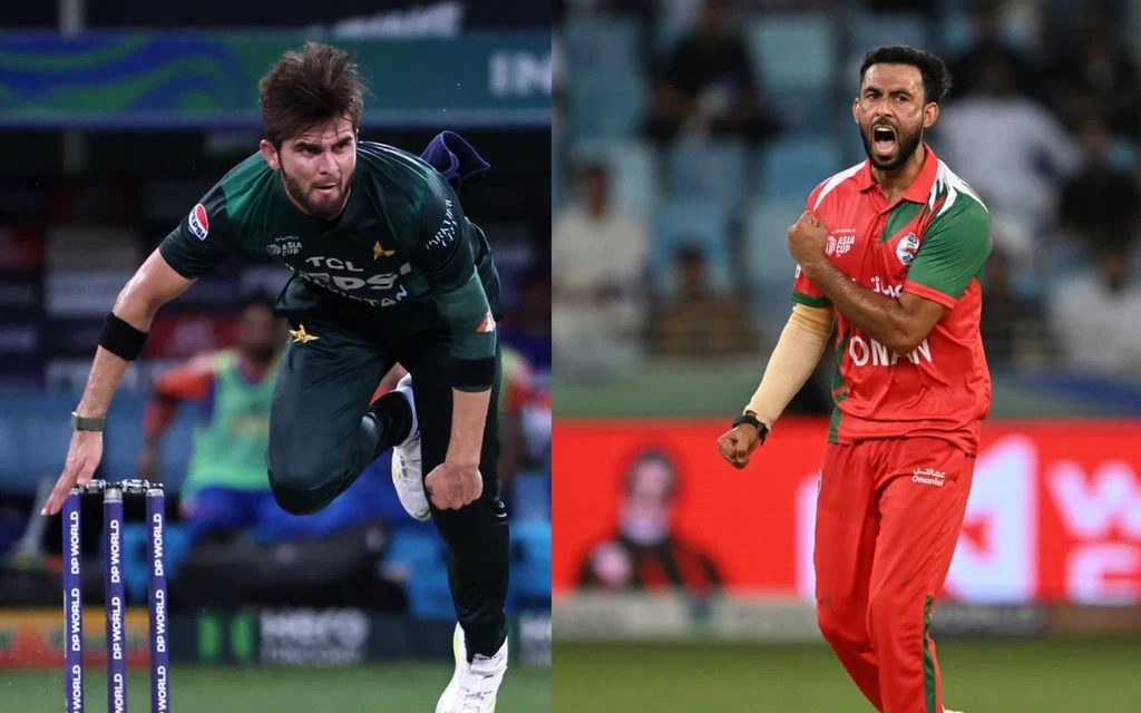 Shaheen Afridi vs Oman Bowler - (Source: AFP)