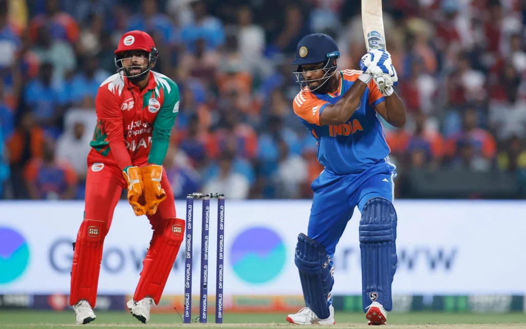 Sanju Samson in action against Oman [Source: @BCCI/x]