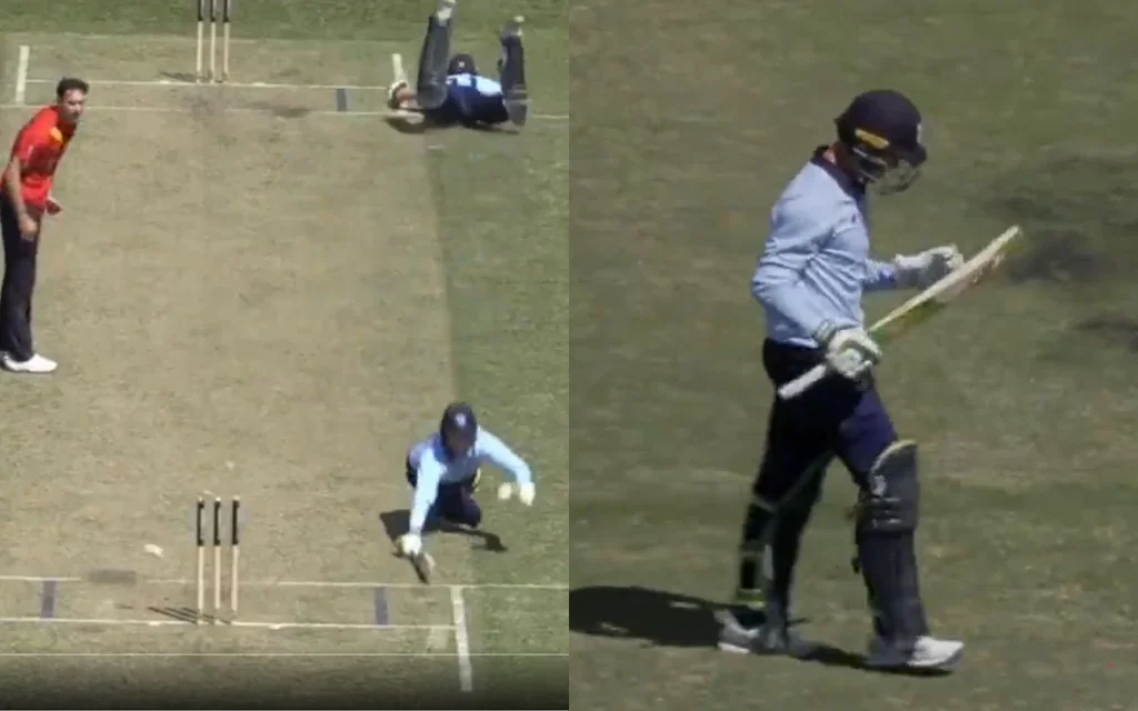 Matthew Gilkes departs on 99 [Source: @cricketcomau/X.com]