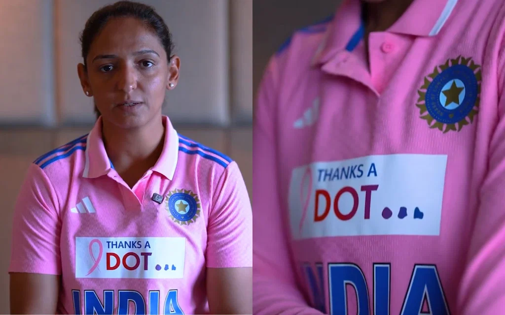 Harmanpreet Kaur sporting the pink jersey [Source: @BCCIWOmen/X.com]