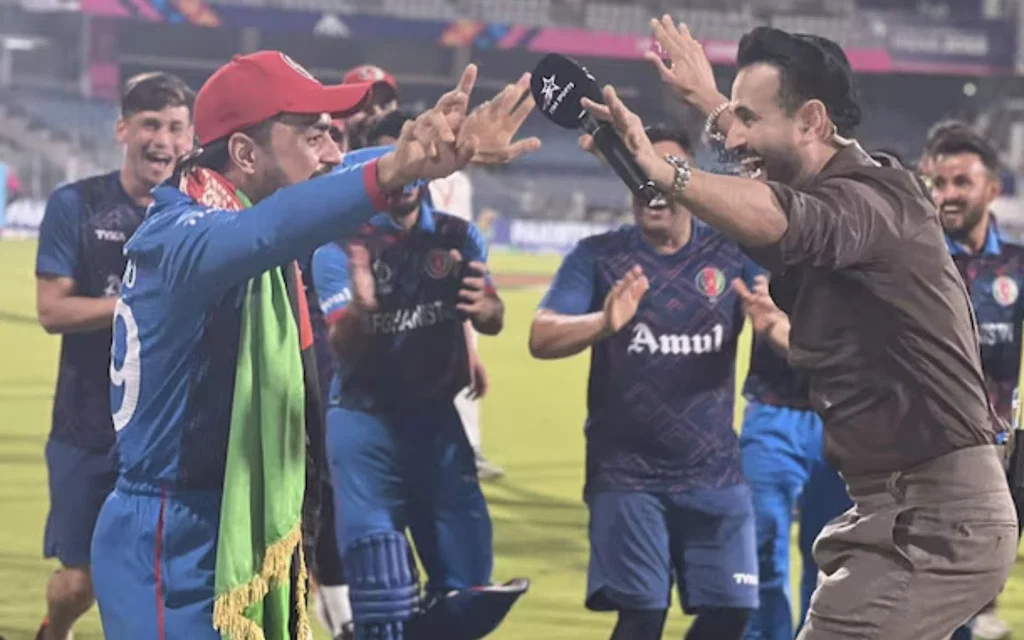Irfan Pathan with AFG captain Rashid Khan [Source: IrfanPathan/X]
