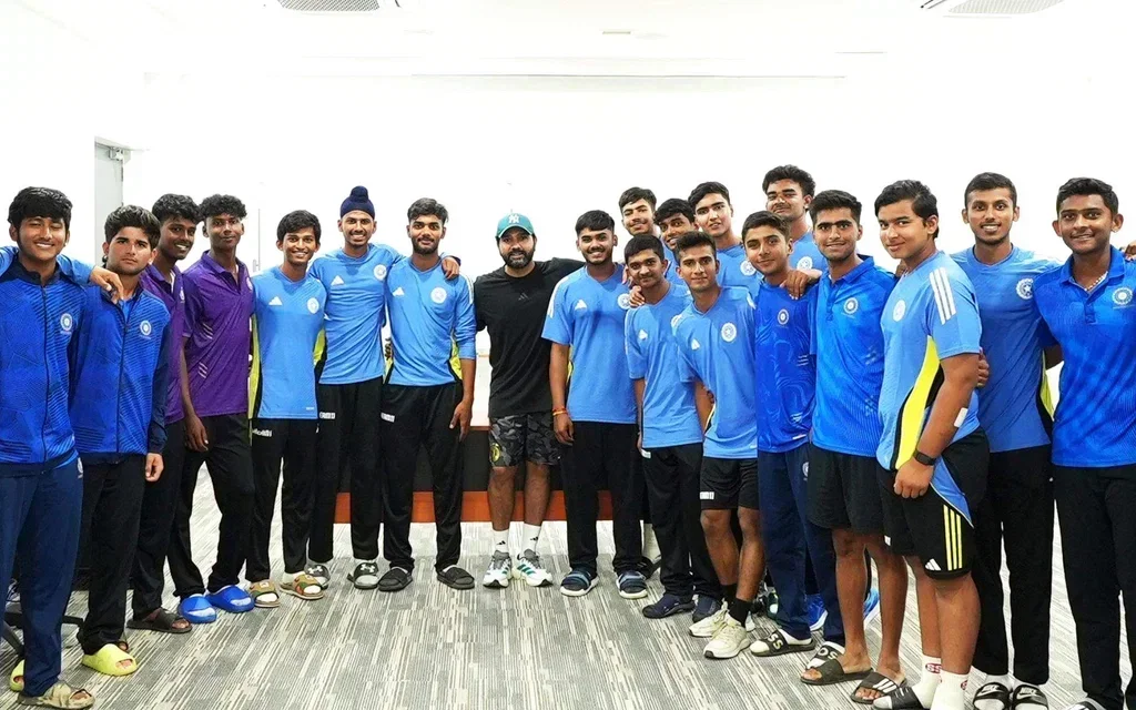 Rohit Sharma visits U19 team before their Australia tour [Source: @BCCI/X.com]