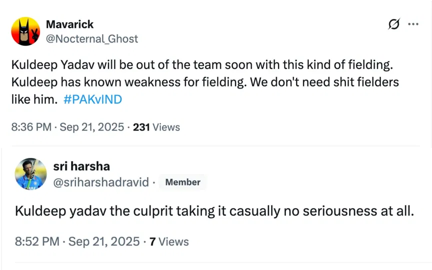 Fan tweets [Source: @BpSukumaran, @sriharshadravid/X.com]