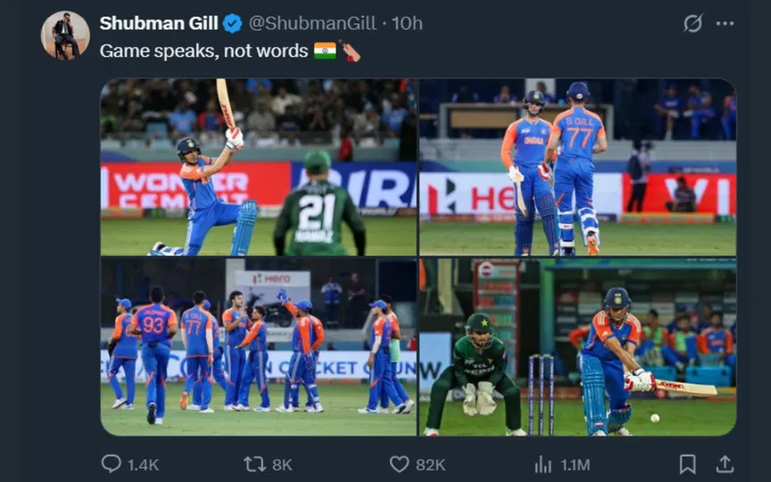 Shubmna Gill's X post [Source: Screengrab]