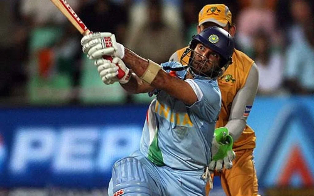 Yuvraj Singh going berserk against Australia [Source: @academy_dinda/x]