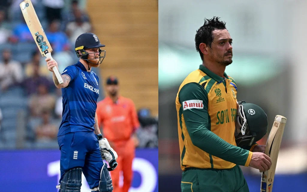 Ben Stokes and Quinton de Kock [Source: AFP]