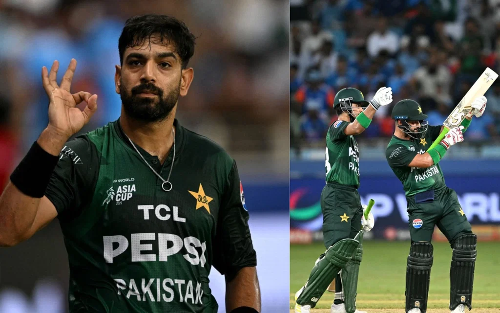 Haris Rauf "6‑0" gesture and Sahibzada Farhan’s gun‑shot (Source:@AFP)