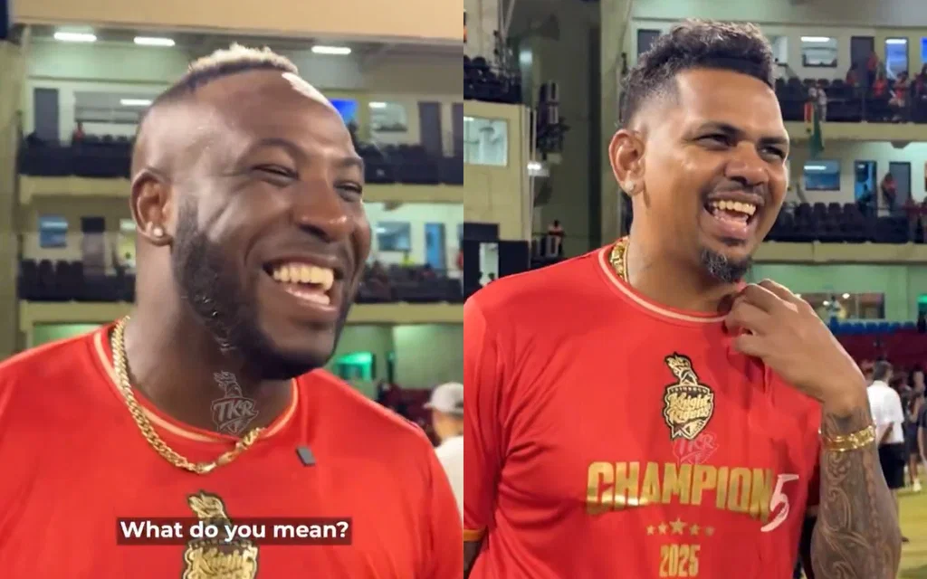 Andre Russell and Sunil Narine (Source: @TKRiders/X.com)