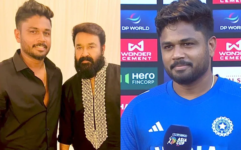 Sanju Samson has compares himself to actor Mohanlal [Source: @SanjuSamsonFP, @SonySportsNetwk/X.com]