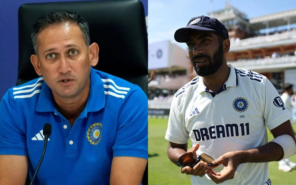 Ajit Agarkar and Jasprit Bumrah [Source: @VibhuBhola/X.com]