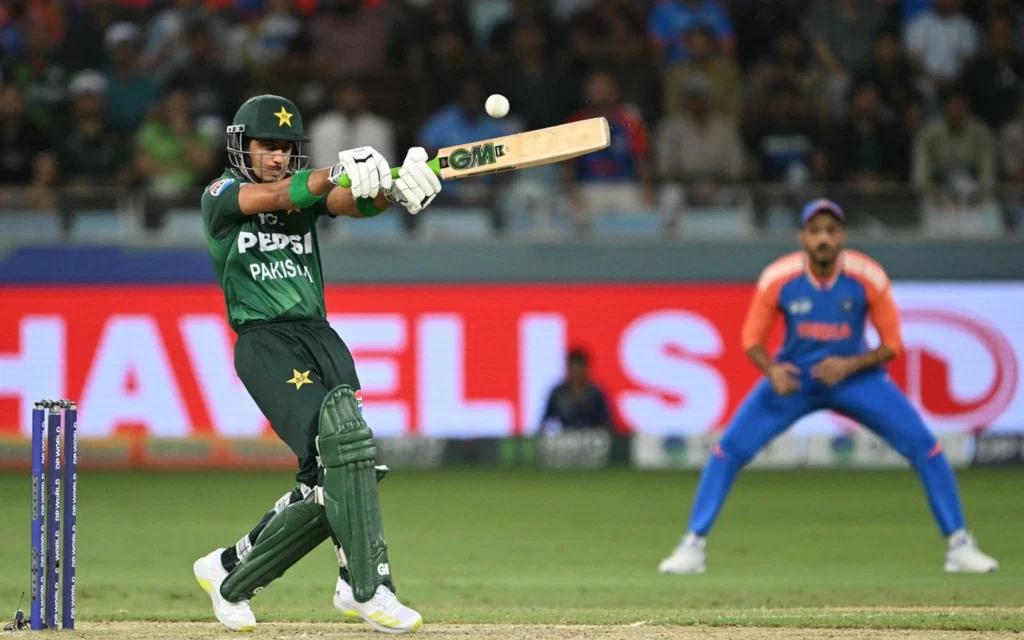 Saim Ayub for Pakistan against India (AFP)