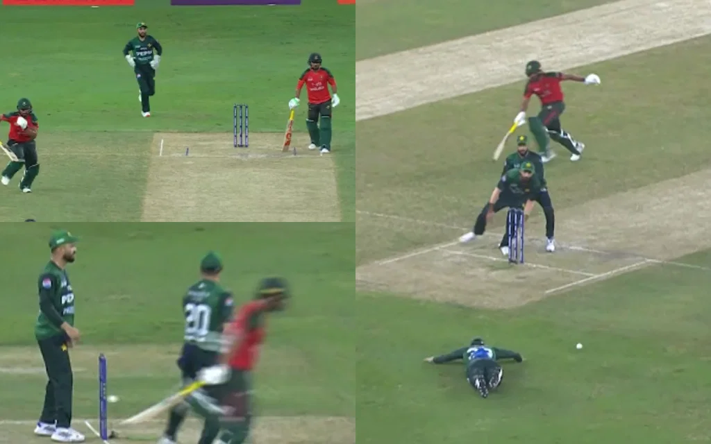 Pakistan fielders miss easy run out [Source: @SonySportsNetwk/X.com]