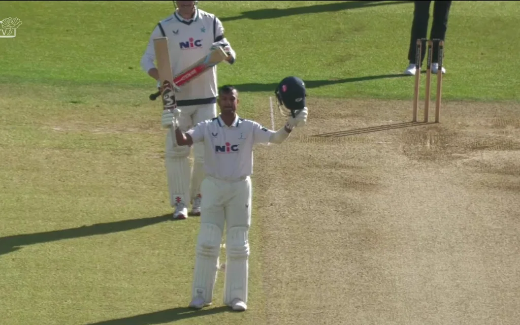 Mayank Agarwal's County ton (Source: @CricCrazyJohns/x.com)