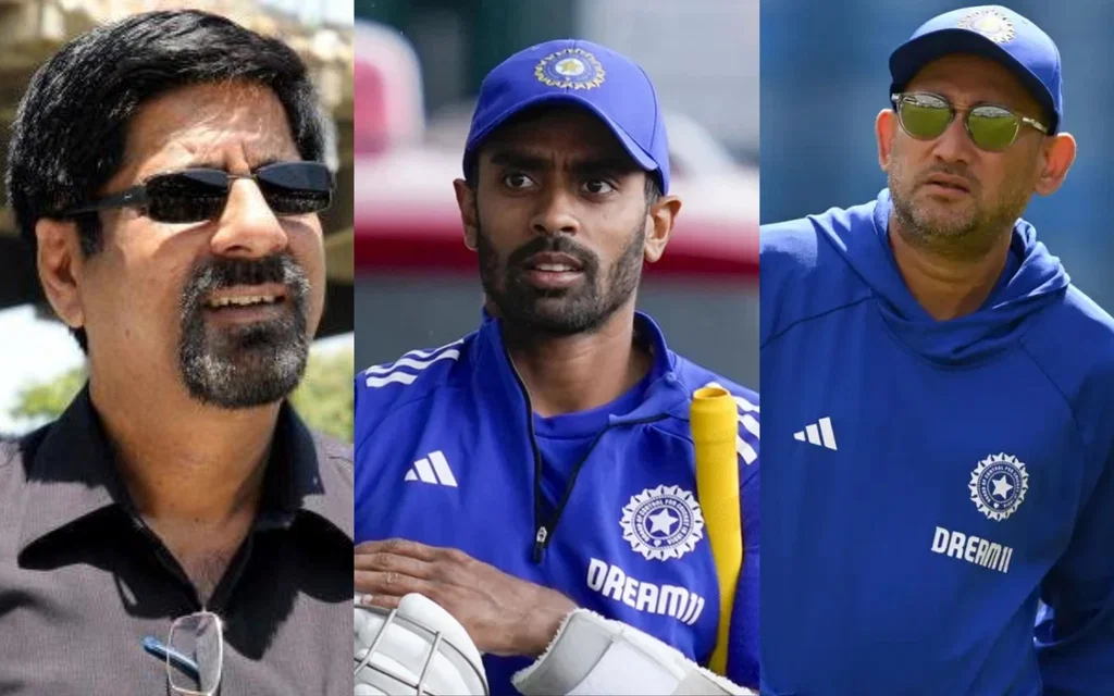 Kris Srikkanth, Abhimanyu Easwaran and Ajit Agarkar [Source: @Surbhi_yadav/X.com]